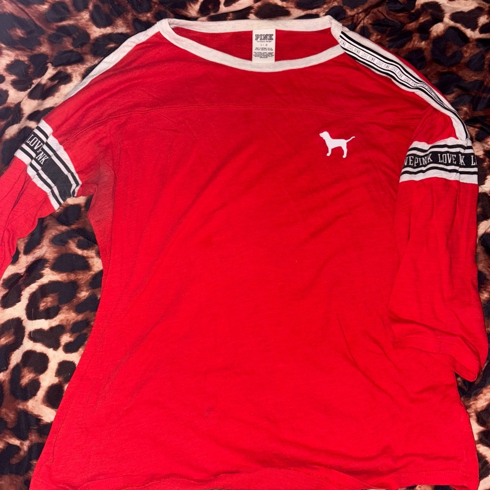 PINK Victoria's Secret Red Long Sleeve Tee